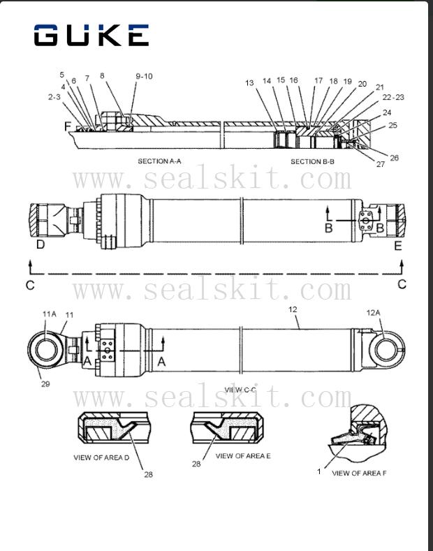 2590637 325C 325CL Excavator Cylinder Seal Kits